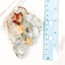 Load image into Gallery viewer, Clear Apophyllite Cluster on Blue Chalcedony with Pink Stilbite & Red Heulandite Mineral Specimen (F)