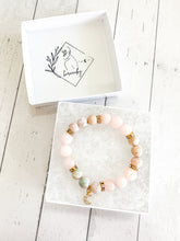 Load image into Gallery viewer, Flower Agate & Rose Quartz Custom Bracelet (S40Q) Small