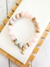Load image into Gallery viewer, Flower Agate & Rose Quartz Custom Bracelet (S40Q) Small