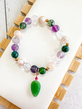 Load image into Gallery viewer, Amethyst & Moss Agate & Clear Quartz & Flower Agate & Green Aventurine Custom Bracelet (S43K) Small