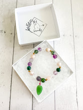 Load image into Gallery viewer, Amethyst & Moss Agate & Clear Quartz & Flower Agate & Green Aventurine Custom Bracelet (S43K) Small