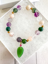 Load image into Gallery viewer, Amethyst & Moss Agate & Clear Quartz & Flower Agate & Green Aventurine Custom Bracelet (S43K) Small