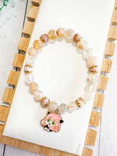 Load image into Gallery viewer, Flower Agate & Pink Opal Custom Bracelet (M38X) Medium