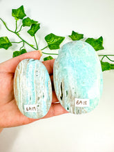 Load image into Gallery viewer, Blue Aragonite Palmstone (BA19-BA15)
