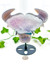 Load image into Gallery viewer, Druzy Amethyst Agate Bull on Stand (55L)