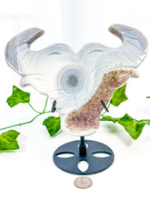 Load image into Gallery viewer, Druzy Amethyst Agate Bull on Stand (55i)