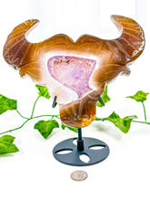 Load image into Gallery viewer, Druzy Amethyst Agate Bull on Stand (55E)