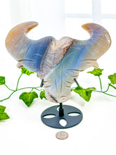 Load image into Gallery viewer, Amethyst Agate Bull on Stand (55B)