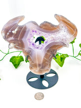 Load image into Gallery viewer, Druzy Amethyst Agate Bull on Stand (55F)