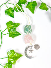 Load image into Gallery viewer, Green Aventurine + Rose Quartz Moon Charm