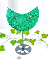 Load image into Gallery viewer, Malachite Moon on Stand (112M)