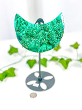 Load image into Gallery viewer, Malachite Moon on Stand (85B)