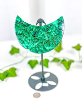 Load image into Gallery viewer, Malachite Moon on Stand (82M)