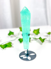 Load image into Gallery viewer, Emerald Fluorite Wand on Stand (62B)