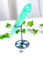 Load image into Gallery viewer, Emerald Fluorite Wand on Stand (62B)