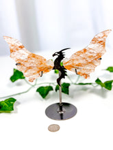 Load image into Gallery viewer, Fire Quartz Dragon Wings on Stand (40E)