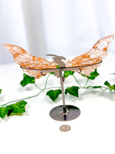 Load image into Gallery viewer, Fire Quartz Dragon Wings on Stand (40E)