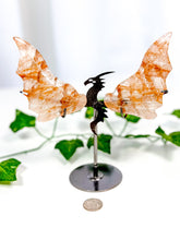 Load image into Gallery viewer, Fire Quartz Dragon Wings on Stand (40J)