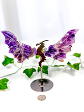 Load image into Gallery viewer, Chevron Amethyst Dragon Wings on Stand (40A)