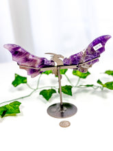 Load image into Gallery viewer, Chevron Amethyst Dragon Wings on Stand (40A)