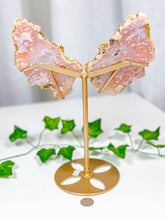 Load image into Gallery viewer, Pink Amethyst Butterfly Wings on Stand (135B)