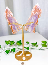 Load image into Gallery viewer, Pink Amethyst Butterfly Wings on Stand (202)