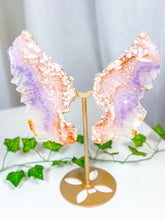 Load image into Gallery viewer, Pink Amethyst Butterfly Wings on Stand (272)