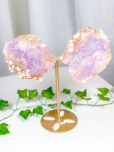 Load image into Gallery viewer, Pink Amethyst Butterfly Wings on Stand (144)