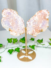 Load image into Gallery viewer, Pink Amethyst Butterfly Wings on Stand (152)