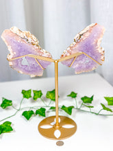 Load image into Gallery viewer, Pink Amethyst Butterfly Wings on Stand (211)