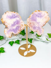 Load image into Gallery viewer, Pink Amethyst Butterfly Wings on Stand (132C)