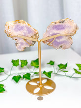 Load image into Gallery viewer, Pink Amethyst Butterfly Wings on Stand (132C)