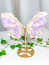 Load image into Gallery viewer, Pink Amethyst Butterfly Wings on Stand (168)