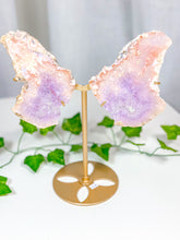 Load image into Gallery viewer, Pink Amethyst Butterfly Wings on Stand (132B)