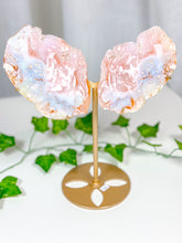 Load image into Gallery viewer, Pink Amethyst Butterfly Wings on Stand (166)