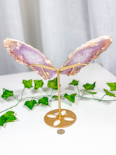 Load image into Gallery viewer, Pink Amethyst Butterfly Wings on Stand (130A)
