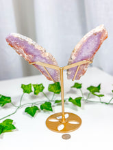 Load image into Gallery viewer, Pink Amethyst Butterfly Wings on Stand (130B)