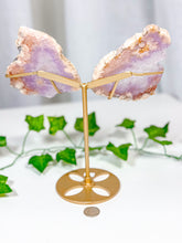 Load image into Gallery viewer, Pink Amethyst Butterfly Wings on Stand (120B)