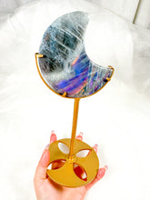 Load image into Gallery viewer, Labradorite Moon on Stand (94X)