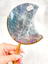 Load image into Gallery viewer, Labradorite Moon on Stand (82O)