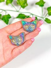 Load image into Gallery viewer, Titanium Rainbow Aura Bismuth Cat Head