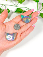 Load image into Gallery viewer, Titanium Rainbow Aura Bismuth Cat Head