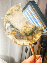 Load image into Gallery viewer, Moss Agate Moon on Stand (90W)
