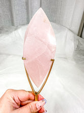Load image into Gallery viewer, HQ Gemmy Rose Quartz Flame DT on Stand (130B)