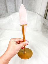 Load image into Gallery viewer, HQ Gemmy Rose Quartz Flame DT on Stand (130B)