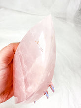 Load image into Gallery viewer, HQ Gemmy Rose Quartz Flame DT on Stand (130B)