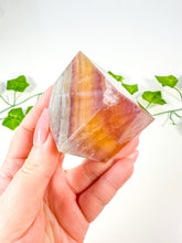 Load image into Gallery viewer, Rainbow Fluorite Standing Cube (36F)