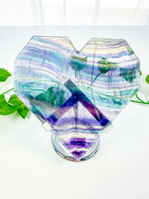Load image into Gallery viewer, Rainbow Fluorite Heart on Stand (52B)