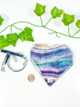 Load image into Gallery viewer, Rainbow Fluorite Heart on Stand (52B)
