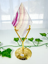 Load image into Gallery viewer, Rainbow Fluorite Diamond on Stand (48D)